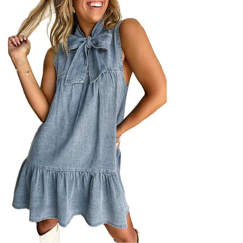 Women's Dress Supplier - Custom Chambray Cotton Casual Dress