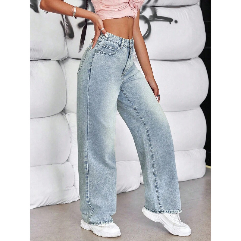 Women's Jeans Manufacturer - OEM Loose High Waist Straight Denim