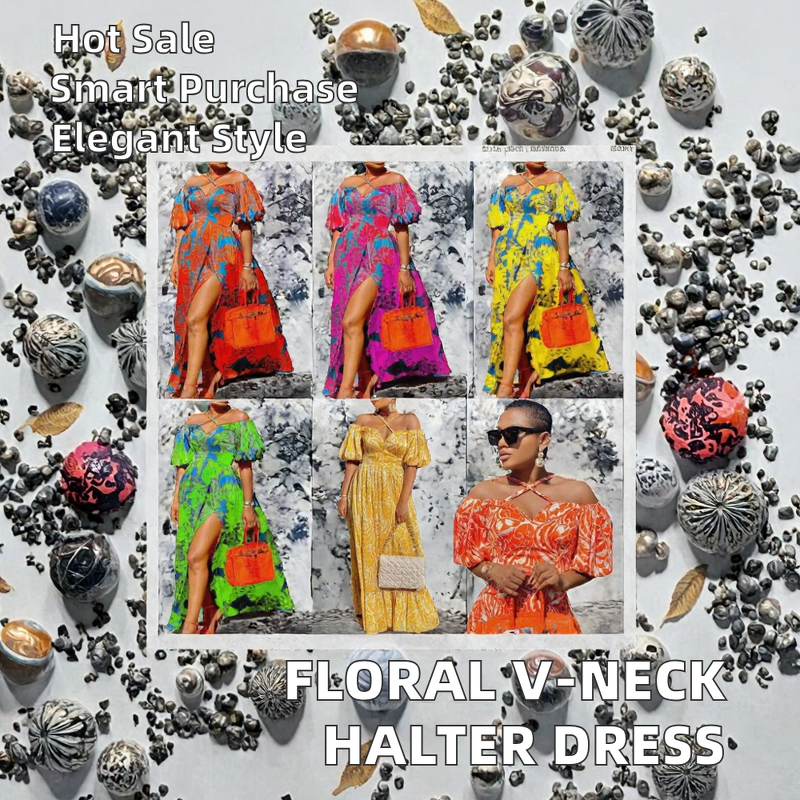 Women's Dress Manufacturer - Custom Floral Print Halter Dress