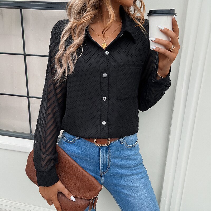 Women's Shirt Factory - OEM Vintage Jacquard Casual Blouse