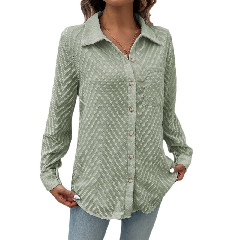 Women's Shirt Factory - OEM Vintage Jacquard Casual Blouse