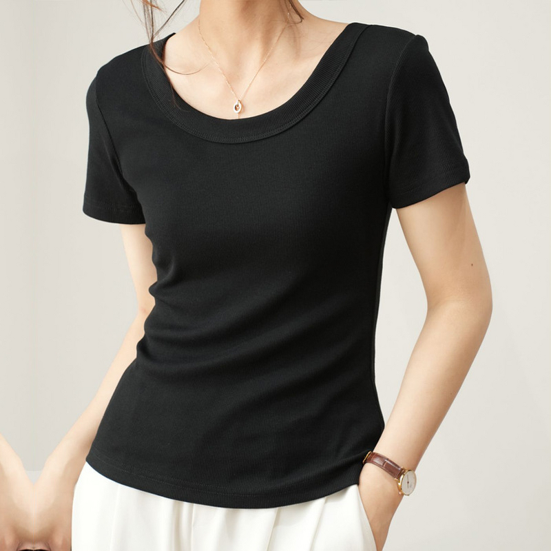 Women's T-Shirt Manufacturer - Custom Slim Fit Ribbed Tee