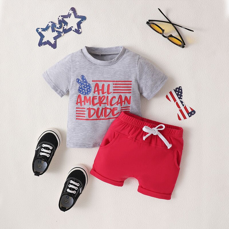 Baby Boy Clothes Supplier - OEM Summer Letter Printing Set