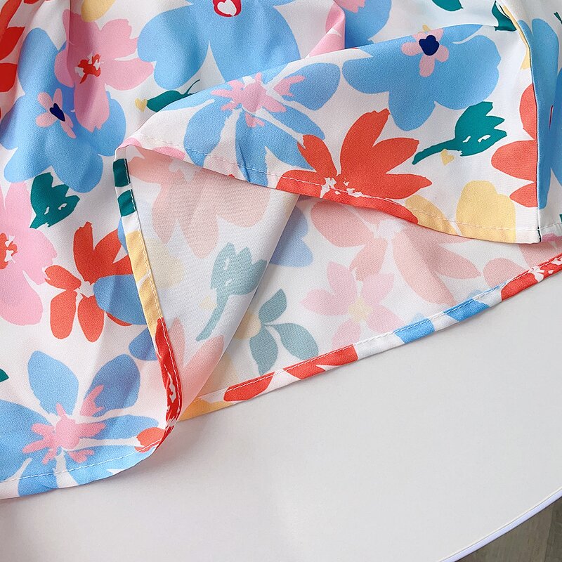 Girls Summer Dress Factory - OEM Backless Floral Puff Sleeve