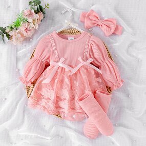 Baby Girl Dress Manufacturer - OEM Hare Mesh Long Sleeve Dress
