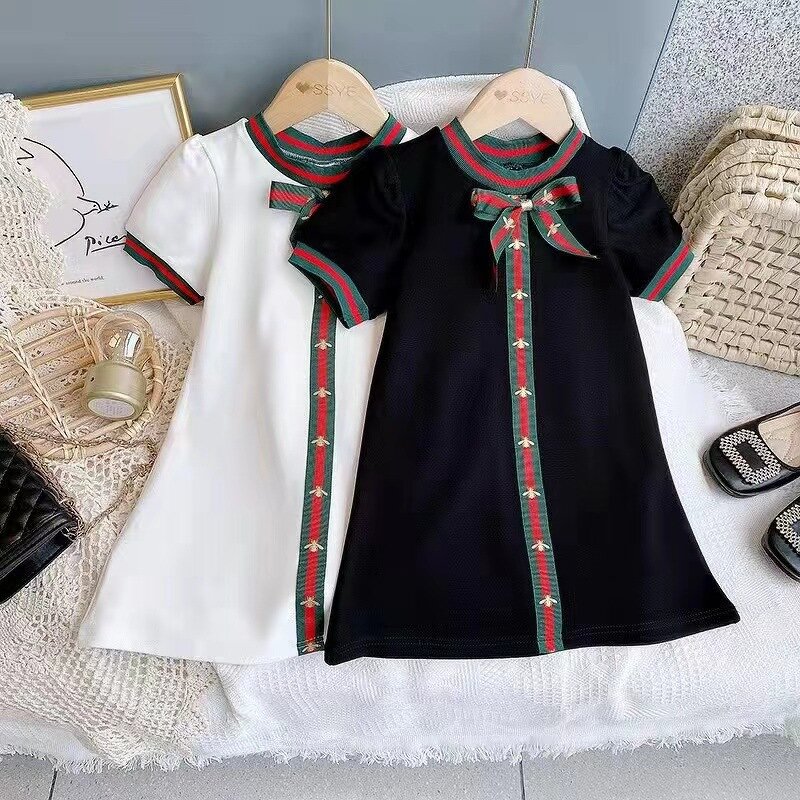 Girls Dress Supplier - OEM Classic Short Sleeve Bow Dress