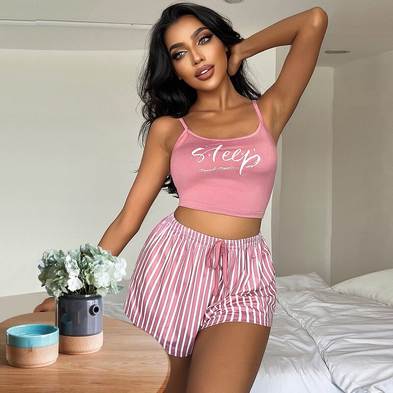 Women's Pajama Set Supplier - OEM 2Pcs Sexy Top Shorts Set