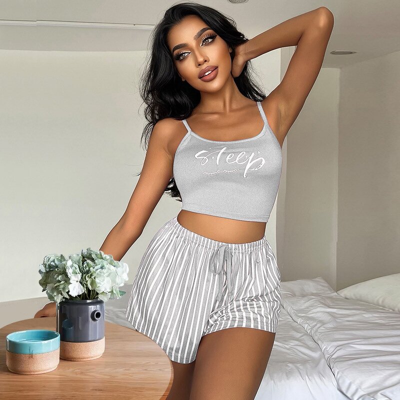 Women's Pajama Set Supplier - OEM 2Pcs Sexy Top Shorts Set