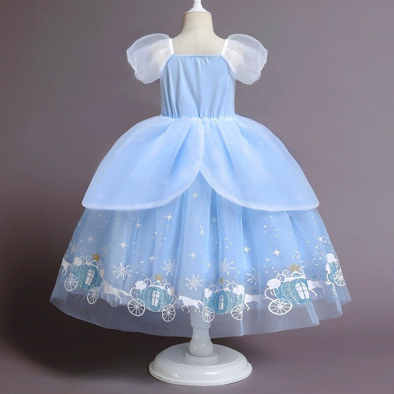 Girls Princess Dress Manufacturer - OEM Light Blue Satin Dress