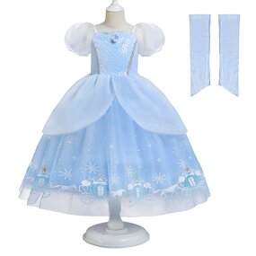 Girls Princess Dress Manufacturer - OEM Light Blue Satin Dress