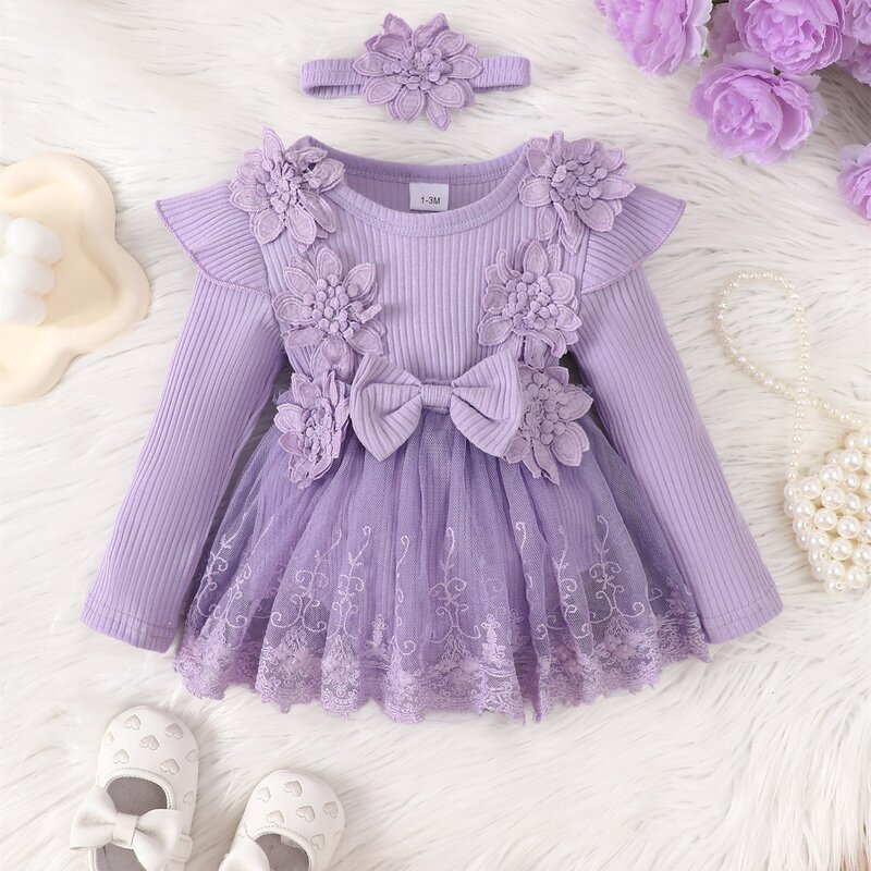 Baby Girl Dress Factory - OEM Floral Lace Princess Jumpsuit
