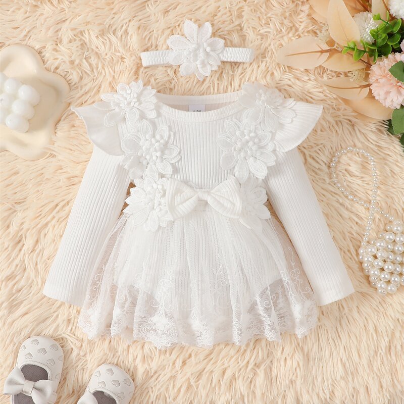Baby Girl Dress Factory - OEM Floral Lace Princess Jumpsuit