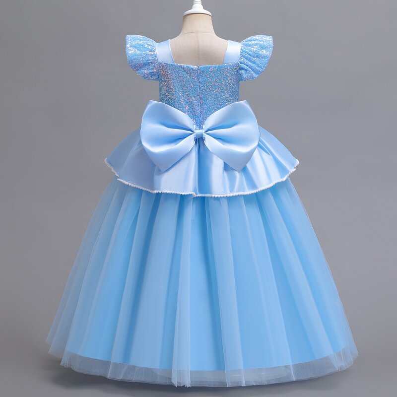 Girls Princess Dress Manufacturer - OEM Light Blue Satin Dress