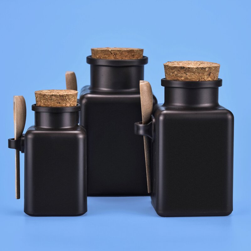 Body Scrub Bottle Factory - 100-300ml ABS Square with Spoon