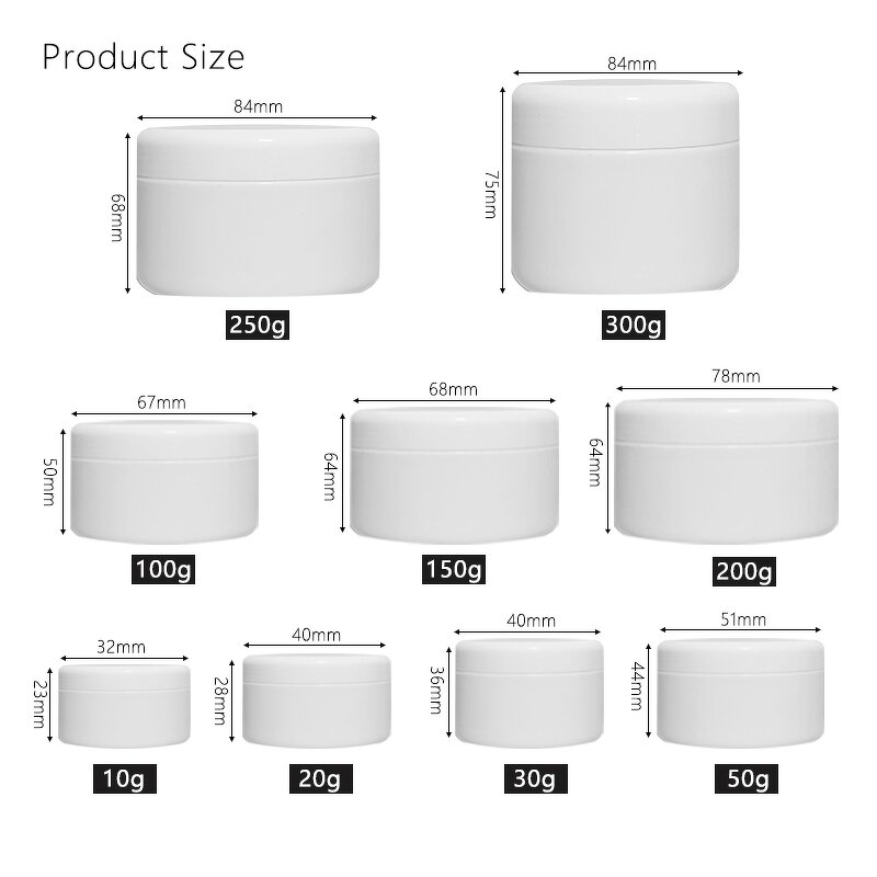 Body Cream Jar Factory - 10-500g White PP Plastic Custom