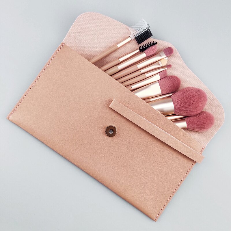 Makeup Brush Set Factory - 13pcs Professional Pink Green Bag