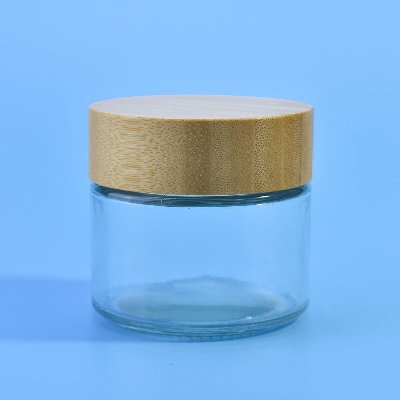 Face Cream Jar Factory - 100-200g Clear Glass with Bamboo Lid
