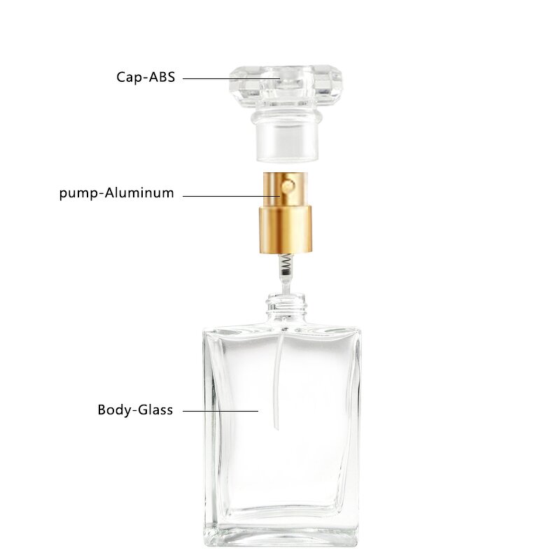 Perfume Spray Bottle Factory - 30-100ml Clear Vintage Square