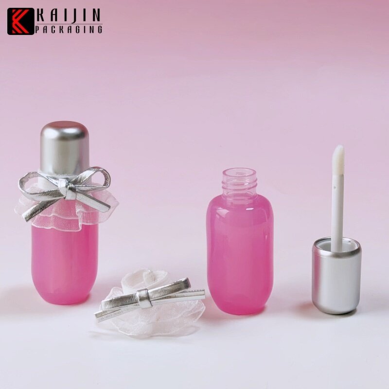 Lip Gloss Tube Factory - 3ml Pink Tube with Bow Decoration