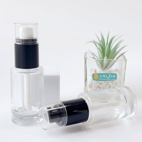 Foundation Bottle Factory - 30ml Transparent Black Cap Glass