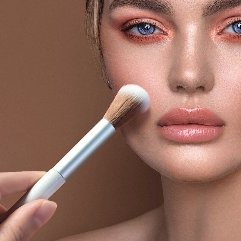 Makeup Brush Factory - Silvery White Handle Customizable