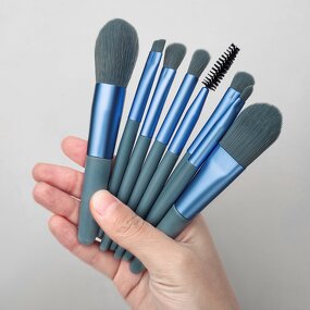 Makeup Brush Set Factory - 8pcs Pink Haze Blue Handle Synthetic