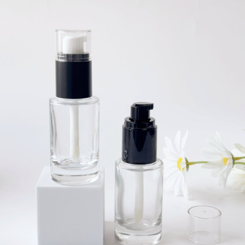 Foundation Bottle Factory - 30ml Transparent Black Cap Glass