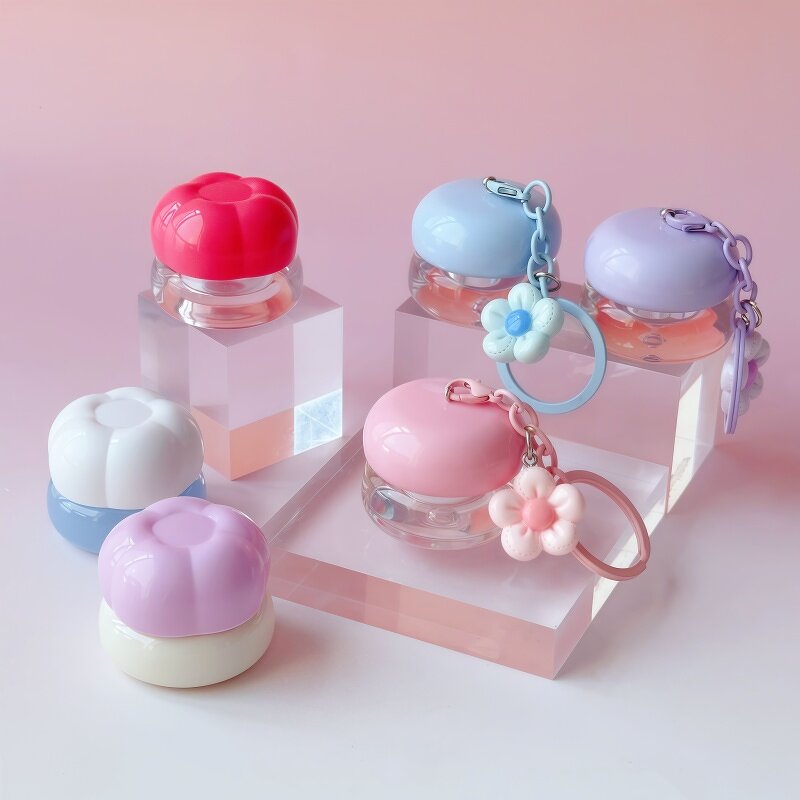 Cosmetic Jar Factory - 5g Pink Cute Lid Plastic with Keychain