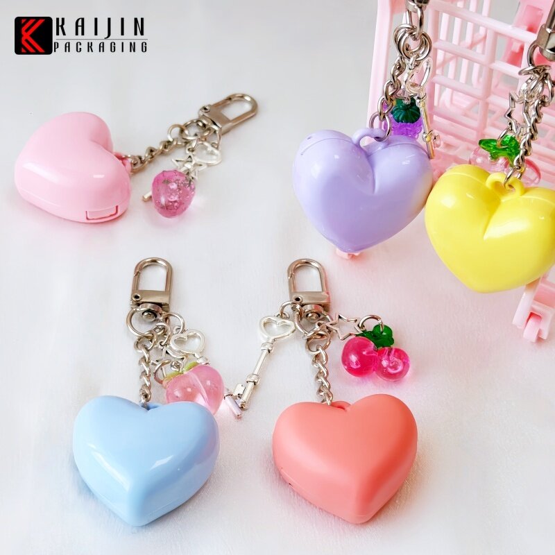 Lip Balm Container Factory - Heart Shape with Strawberry Keychain
