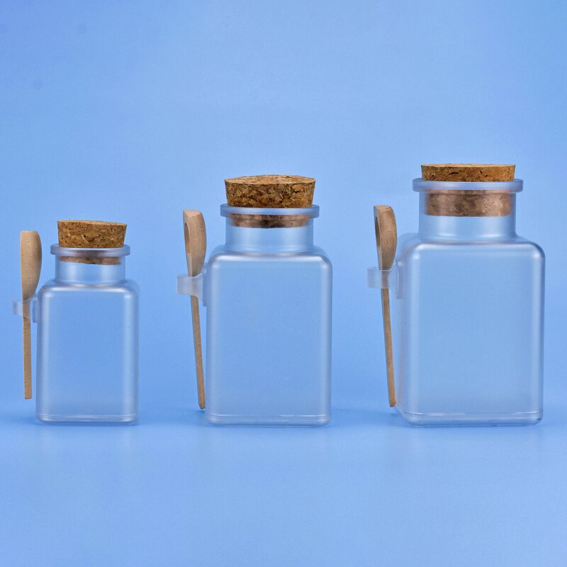 Body Scrub Bottle Factory - 100-300ml ABS Square with Spoon