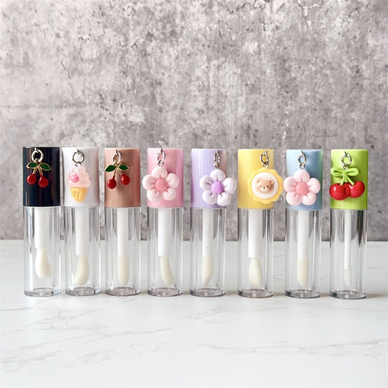 Lip Gloss Tube Factory - 6ml Pink Cute Empty Tube with Pendant