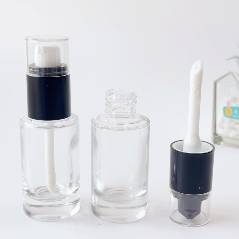 Foundation Bottle Factory - 30ml Transparent Black Cap Glass