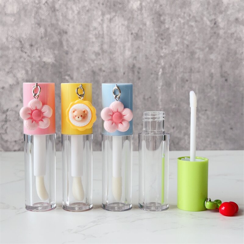 Lip Gloss Tube Factory - 6ml Pink Cute Empty Tube with Pendant