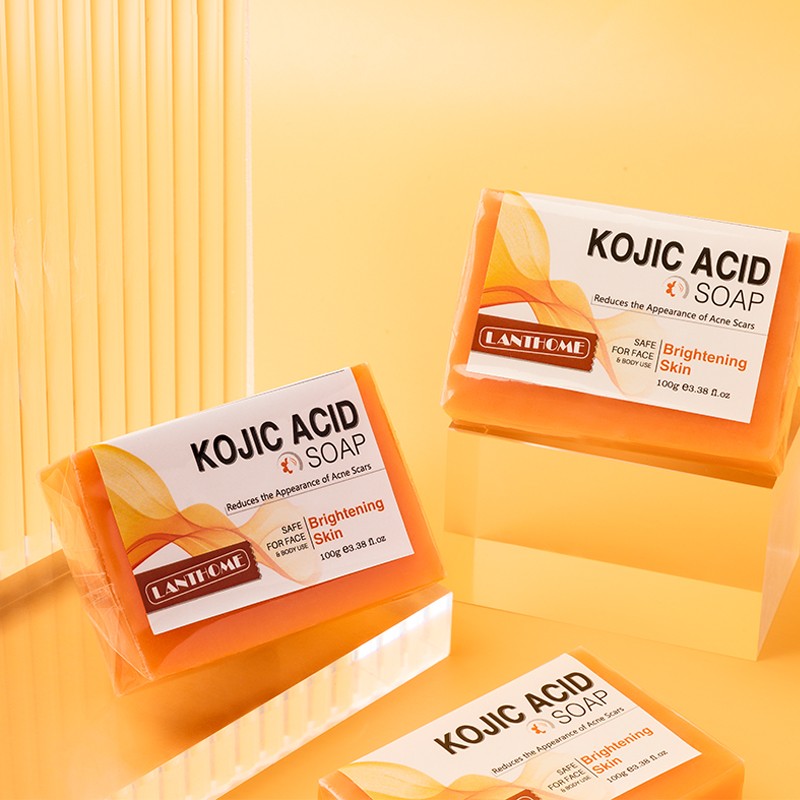 Lanthome Private Label Orange Kojic Acid Soap Herbal Formulated for Skin Brightening and Acne Scar Reduction