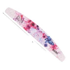 Full Beauty 100/180/240 Custom logo Printed Half Moon Foam Nail File Professional Sponge Polishing Nail Buffer Nail File