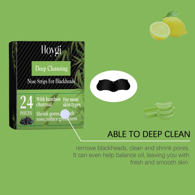 HOYGI Bamboo Charcoal Blackhead Patch Deep Cleaning Shrinking Pores Nose Strips