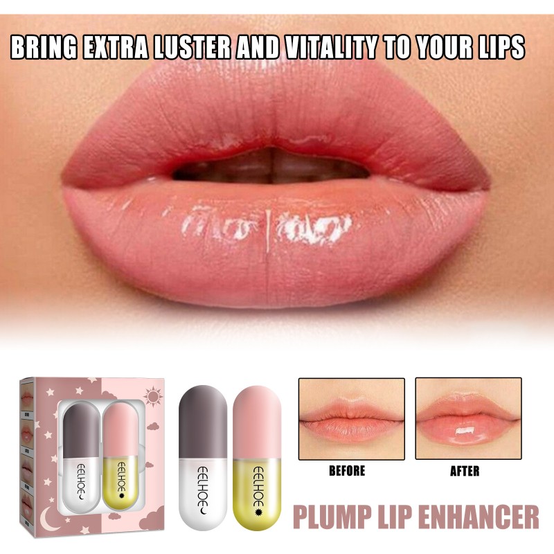 Day Night Most Popular Full and Enlarger Water the Lips Moisturizing Lip Pink Gloss Plumper Maximizing