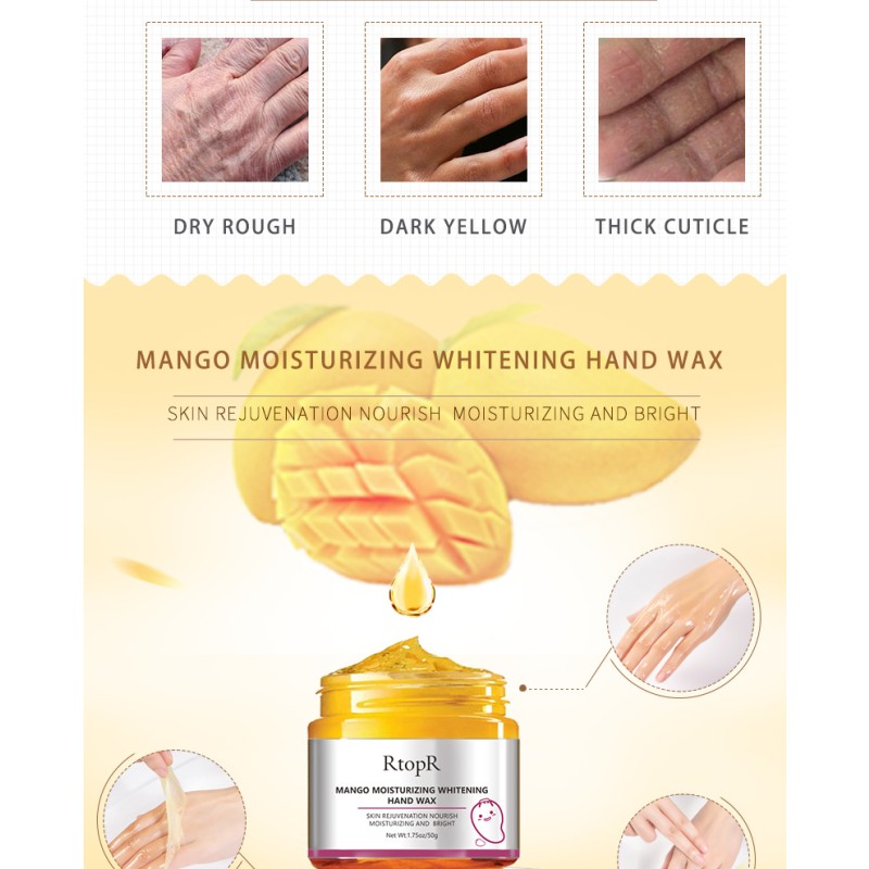 RtopR Organic Mango Hand Care Mask Whitening Moisturizing Repair Exfoliating Skin Care and Anti-Aging Features