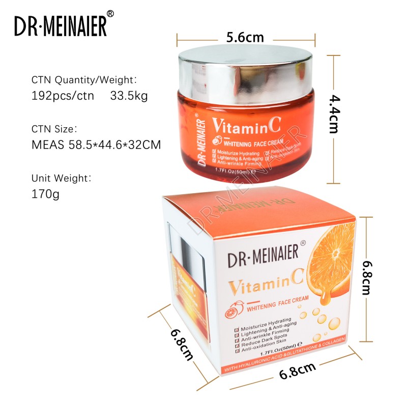 Organic Face Cream & Lotion Set Moisturizing & Whitening with Vitamin C Adult Female Skin Natural 50ml Day 3 Years 10000