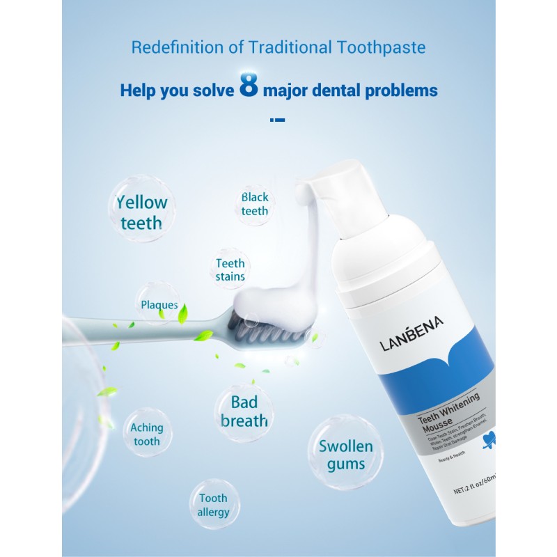 Multi-Purpose Teeth Whitening Tooth Paste Mousse Foam Freshens Breath and Cleans Stains Premium Accessory for Oral Hygiene