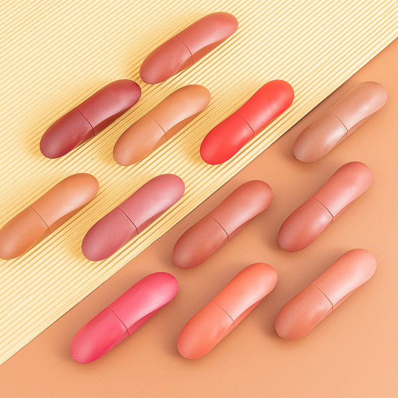 Matte Bullet Lipstick Nude Cosmetic Makeup Lipstick Waterproof Herbal Lip Stick MSDS 4g Wine Bottle Lipstick 3 Years