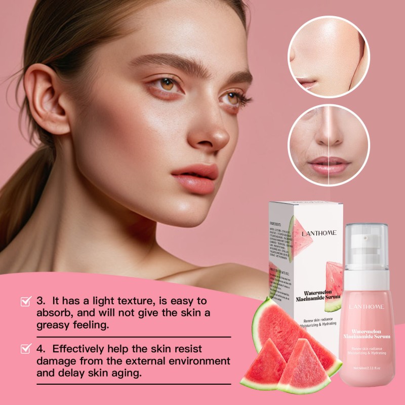 Private Label Watermelon Niacinamide Serum Moisturizing Brightening Skin Whitening Serum
