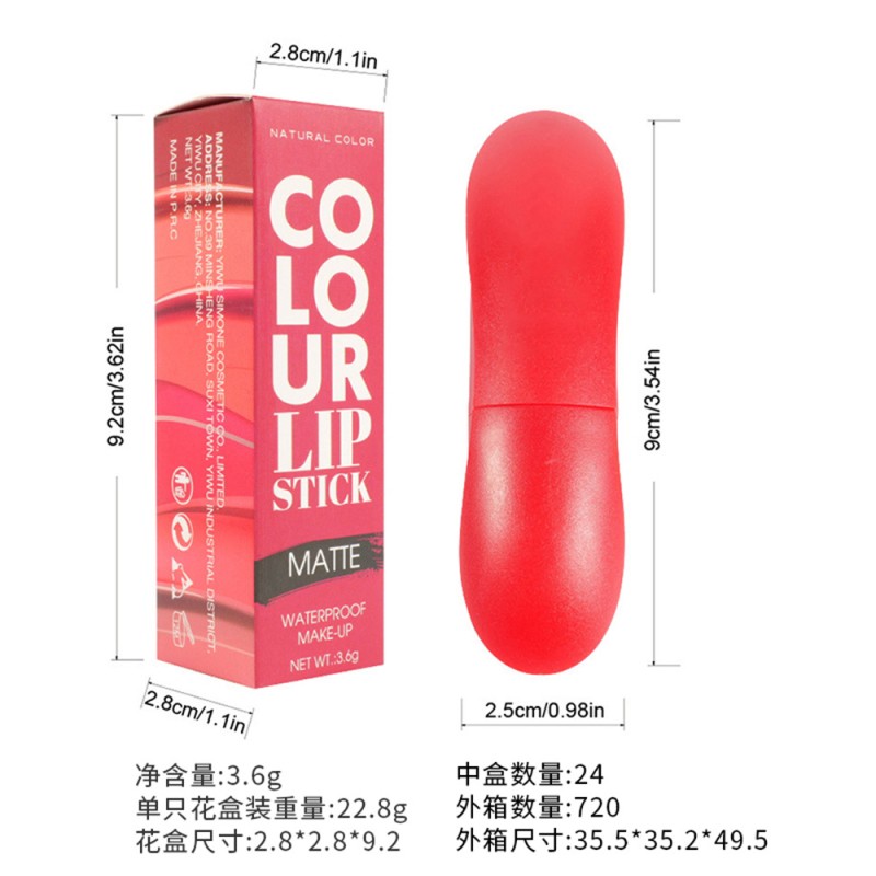 Matte Bullet Lipstick Nude Cosmetic Makeup Lipstick Waterproof Herbal Lip Stick MSDS 4g Wine Bottle Lipstick 3 Years