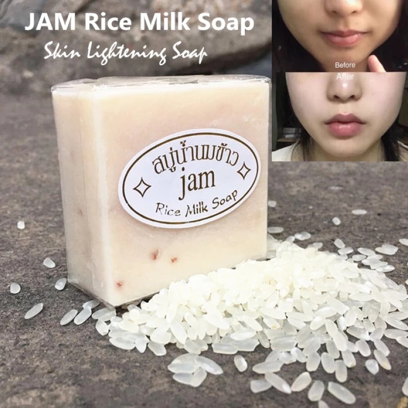 100% Natural Jam Rice Milk Soap 65g Bar Soap for Adults Skin Whitening Moisturizing Essential Oil 3 Years for Female Toilet Use