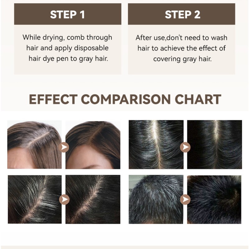 Natural Hair Dye Pen to Cover White Hair Color Temporary Black Hair Dye