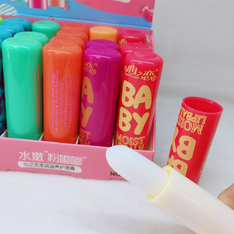 24pcs/box Cute Private Label Soft Moisturizing Baby Lip Balm Stick with Display Box
