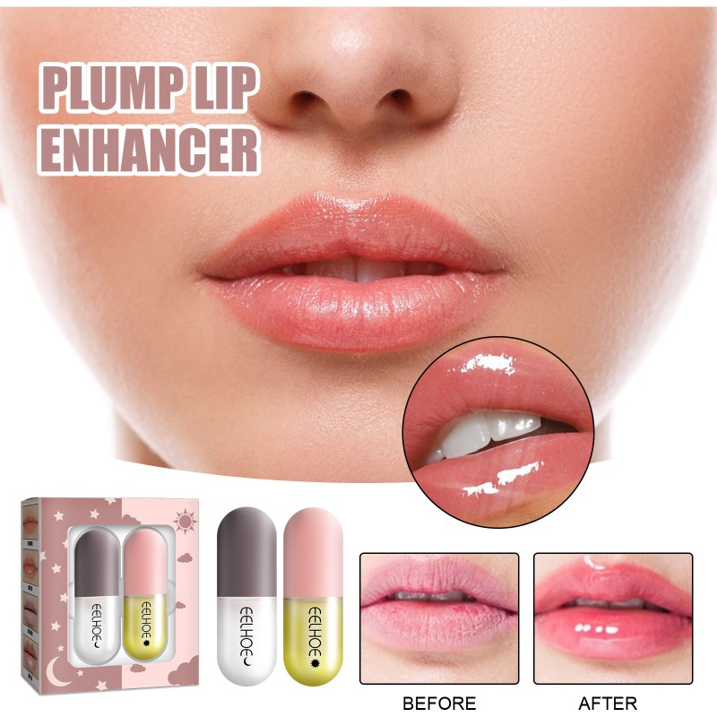 Day Night Most Popular Full and Enlarger Water the Lips Moisturizing Lip Pink Gloss Plumper Maximizing