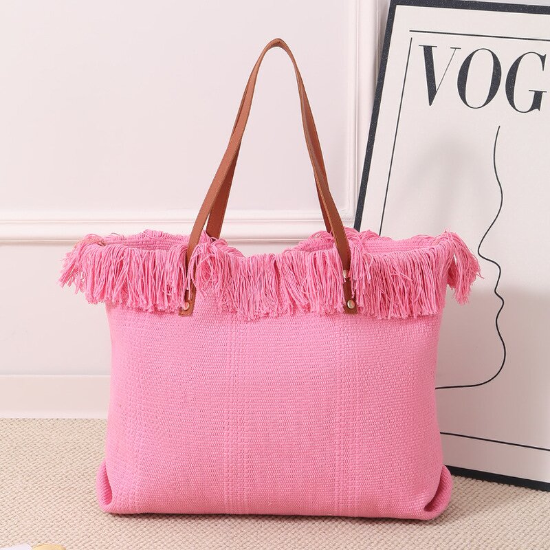 Canvas Bag Manufacturer - OEM Large Capacity Tassel Shoulder Bag