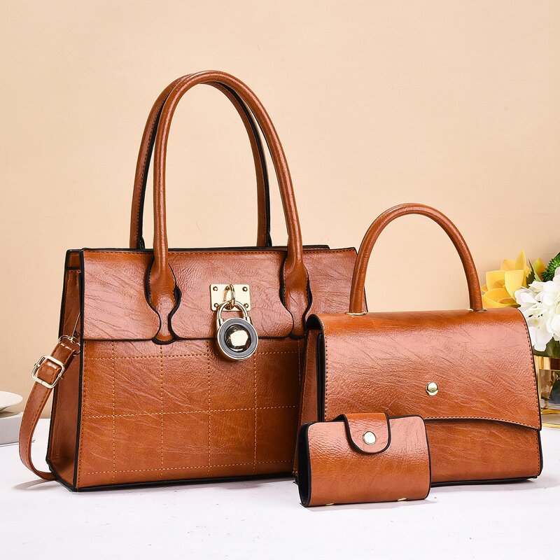 Leather Set Supplier - OEM Women's Three-Piece Shoulder Bag