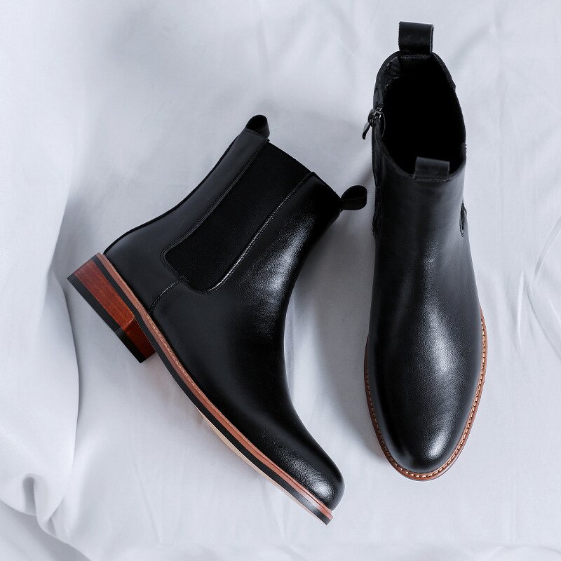 Chelsea Boots Factory - OEM Men's Retro Round Toe Leather